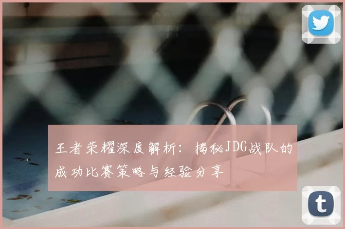 王者荣耀深度解析：揭秘JDG战队的成功比赛策略与经验分享